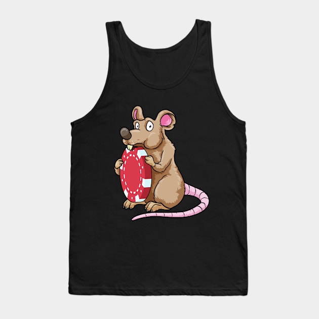 Mouse at Poker with Poker chips Tank Top by Markus Schnabel